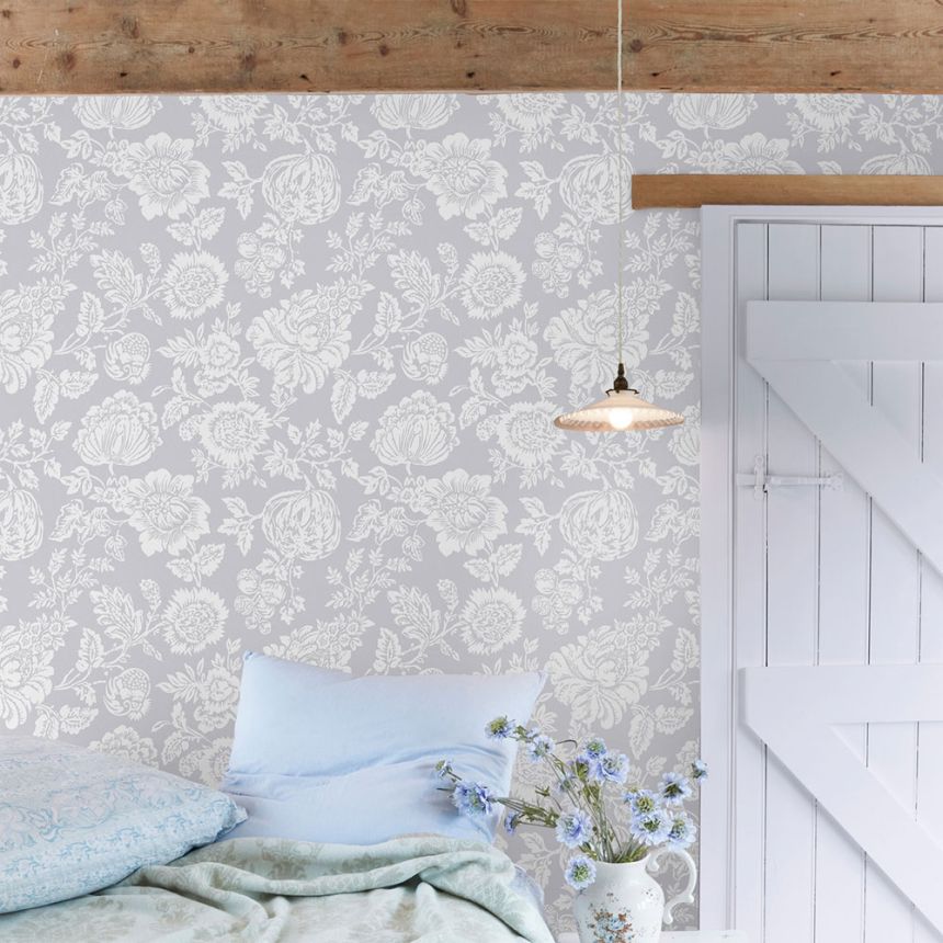 Vliesová tapeta na zeď, šedá, květiny, 125139, Shabby Chic by Rachel Ashwell