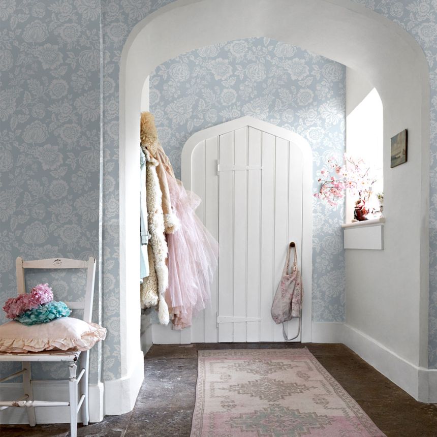 Vliesová tapeta na zeď, modrá, květiny, 125141, Shabby Chic by Rachel Ashwell