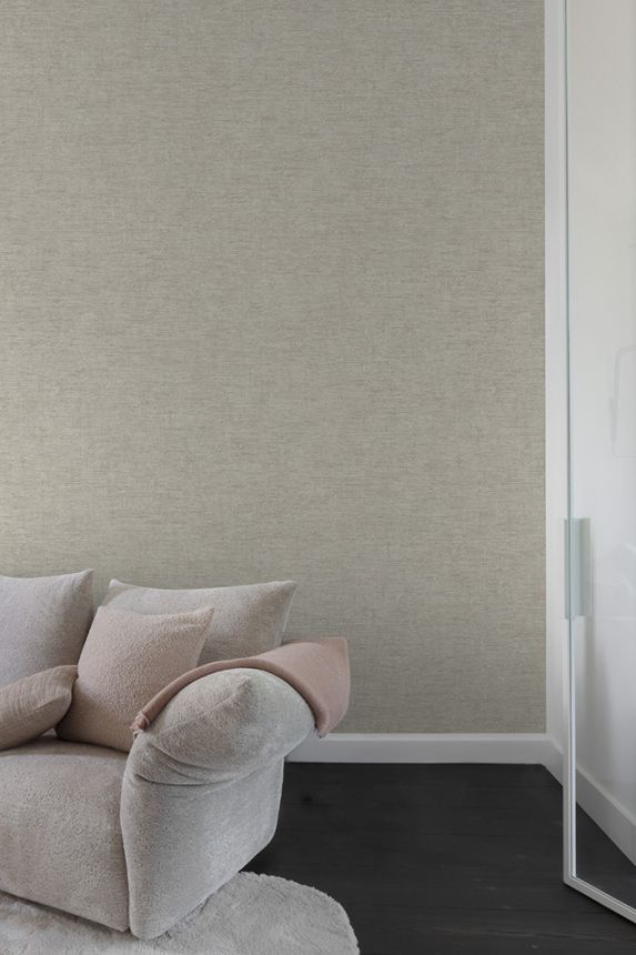 Vliesová tapeta na zeď, šedo-béžová, imitace látky, PW1302, Precious Weaves, Grandeco