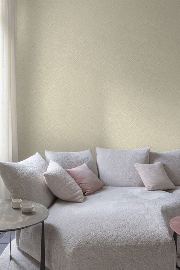Vliesová tapeta na zeď, béžová, geometrická, PW3003, Precious Weaves, Grandeco