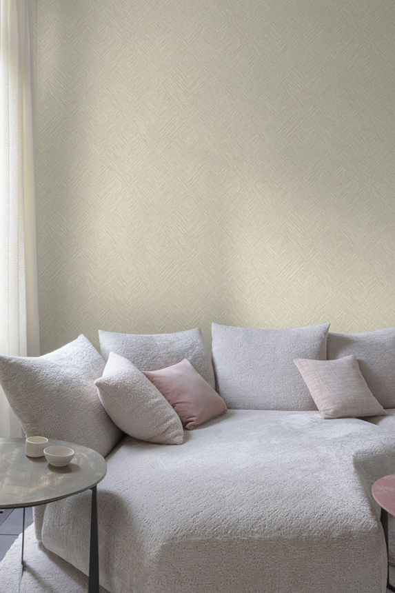 Vliesová tapeta na zeď, šedo-béžová, geometrická, PW3004, Precious Weaves, Grandeco