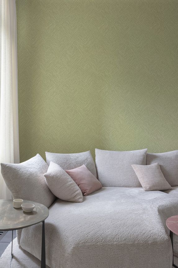 Vliesová tapeta na zeď, zelená, geometrická, PW3007, Precious Weaves, Grandeco