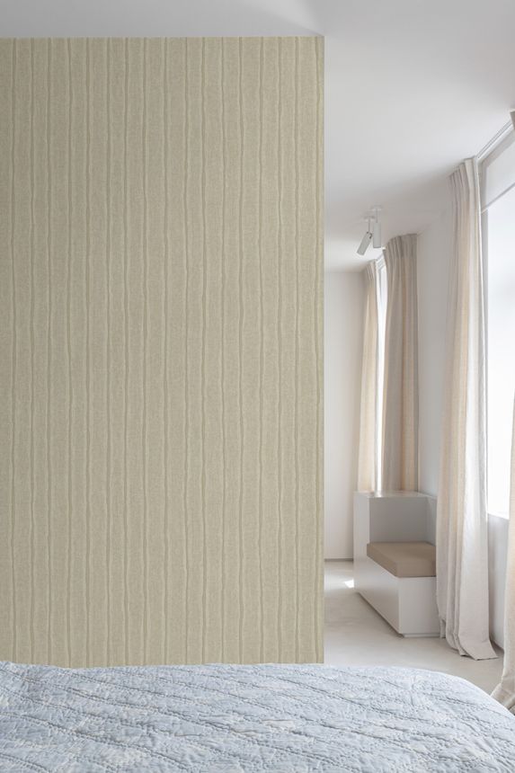 Vliesová tapeta na zeď, béžová, pruhy, PW4004, Precious Weaves, Grandeco
