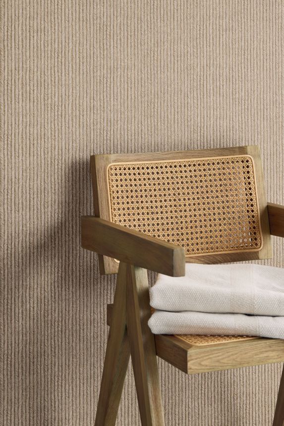 Vliesová tapeta na zeď, hnědo-béžová, imitace přírodní rohože, 350573, Riviera Maison,  Eijffinger