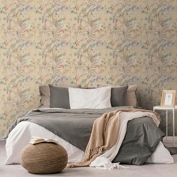 Luxusní vliesová tapeta na zeď, béžová, květiny, listy, Z30326, Casa 8, Trussardi 