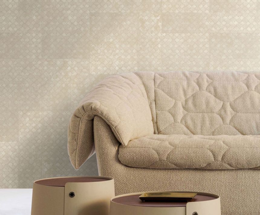 Luxusní geometrická vliesová tapeta na zeď, béžovo-zlatá, Z30350, Casa 8, Trussardi 