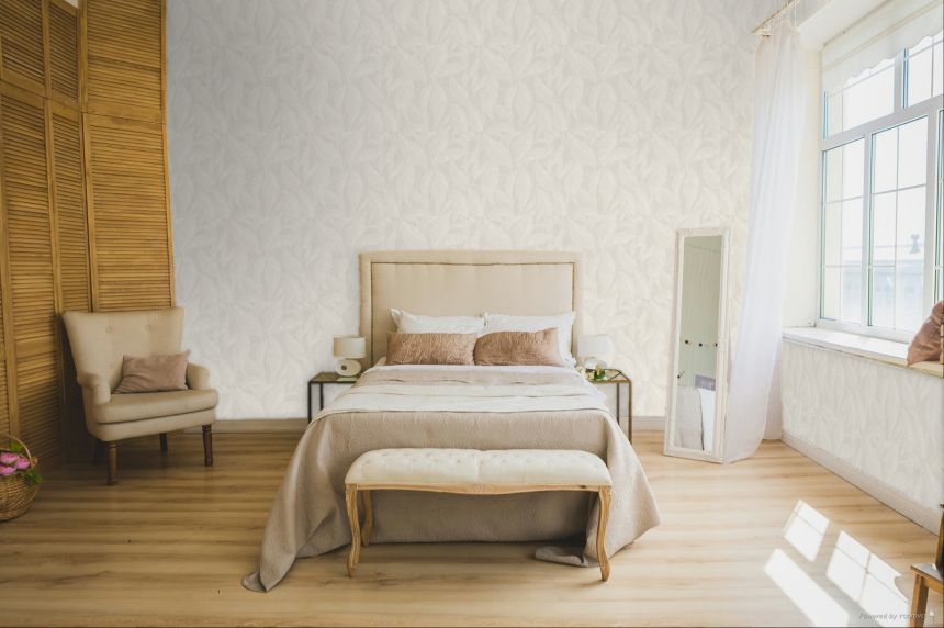 Luxusní vliesová tapeta na zeď, bílo-šedá, listy, Z20114, Casa Chic, Zambaiti Parati
