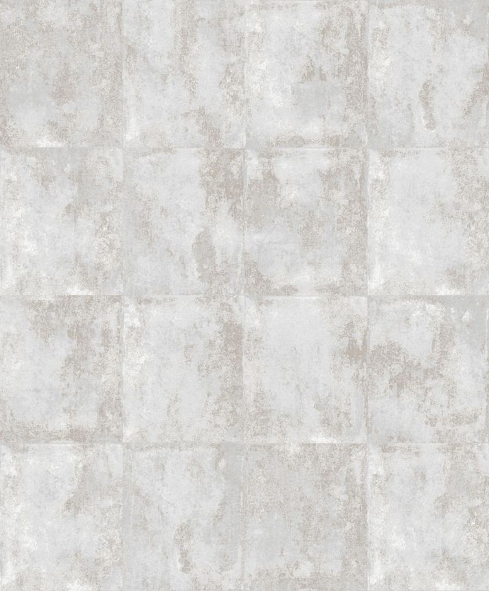 Vliesová tapeta na zeď, šedo-krémová, beton, dlaždice, ORB401, The Texture Book, Masureel