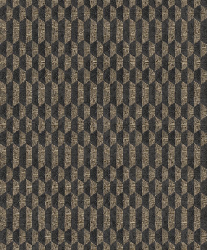 Vliesová tapeta na zeď, černo-zlatá, geometrická, ORB701, The Texture Book, Masureel