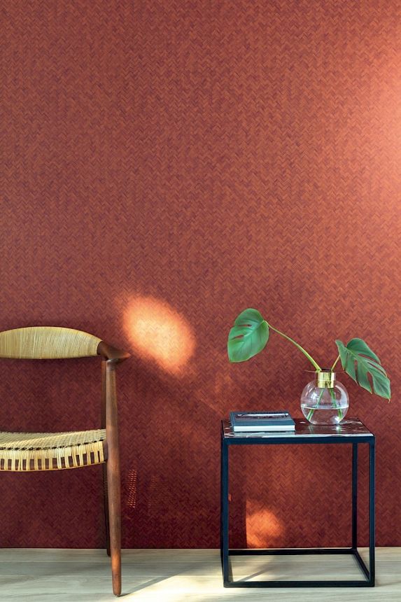 Vliesová tapeta na zeď, červená, imitace rohože, WIL302, The Texture Book, Masureel