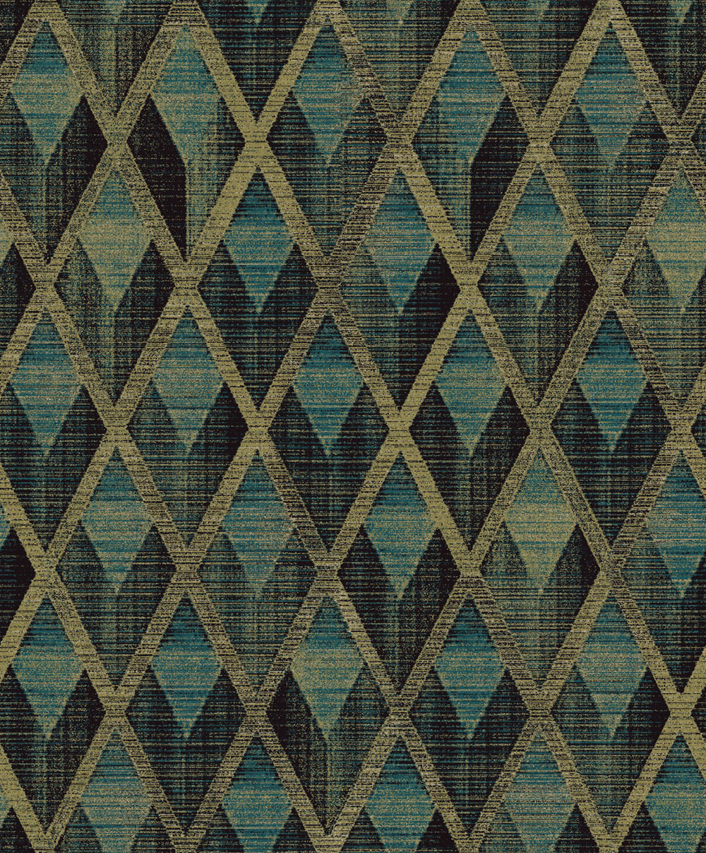 Geometrická vliesová tapeta na zeď, zeleno-zlatá, CAB503, The Texture Book, Masureel