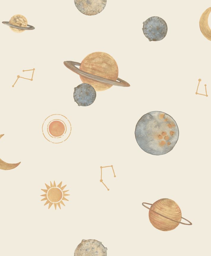 Dětská vliesová tapeta na zeď, krémová, vesmír, LD3519, Little Dreamers, Grandeco