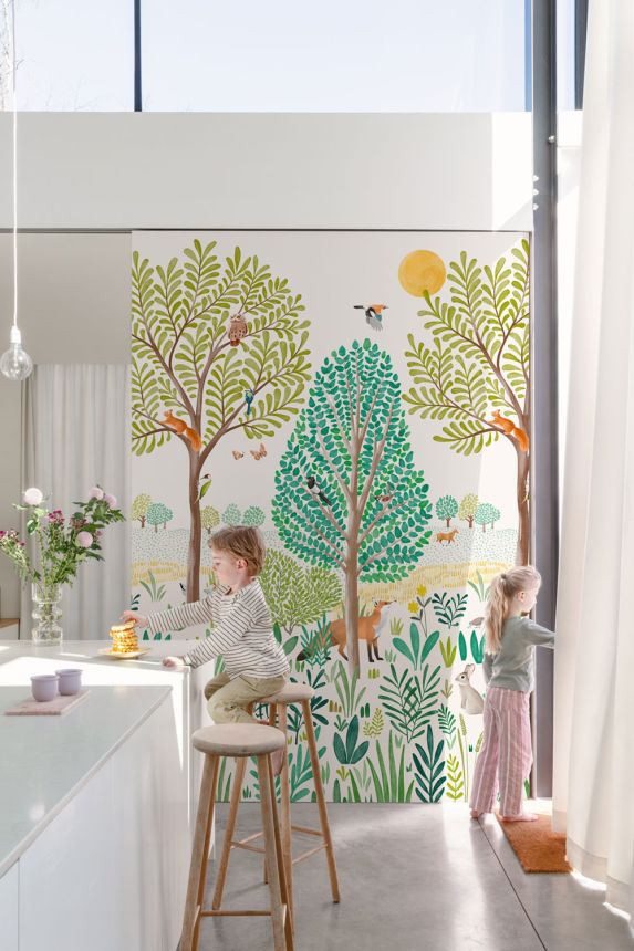 Dětská vliesová fototapeta na zeď, Zvířátka v lese, LD6001, Little Dreamers, Grandeco