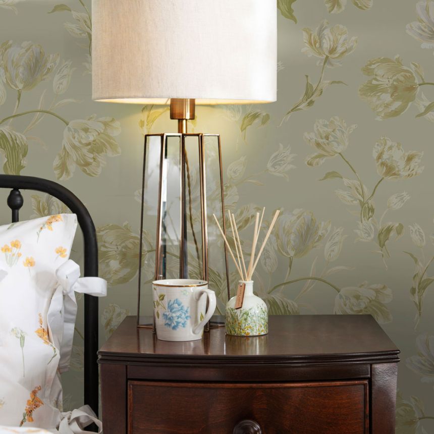 Vliesová tapeta na zeď, šedá, květiny, 122769, Laura Ashley Signature