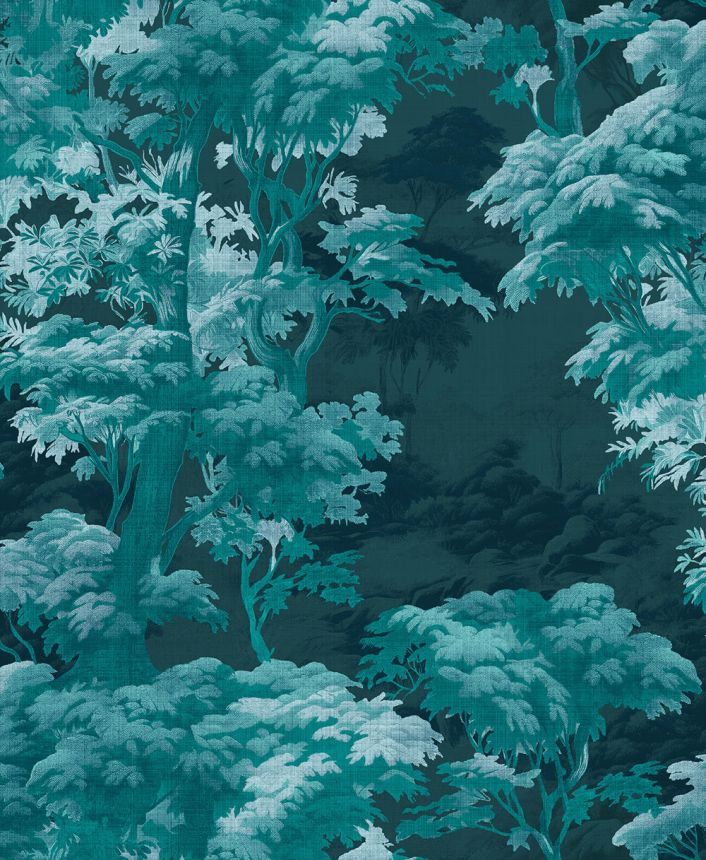 Vliesová tapeta na zeď, modro-zelená, les, stromy, 127936, Arboretum, Graham Brown Premium