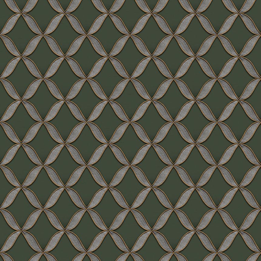 Geometrická vliesová  tapeta na zeď, zelená, imitace látky, FT221228, Best Sellers, Design ID