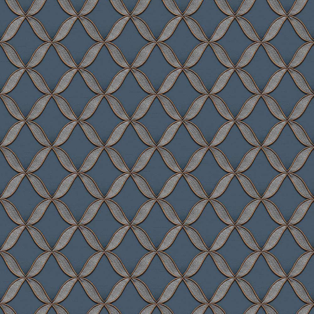 Luxusní modrá vliesová tapeta s látkovou texturou FT221227, Fabric Touch, Design ID