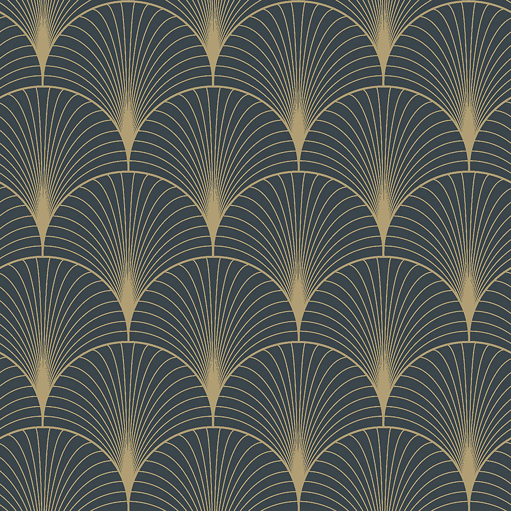 Tmavě modrá geometrická vliesová tapeta 139231, Art Deco, Esta