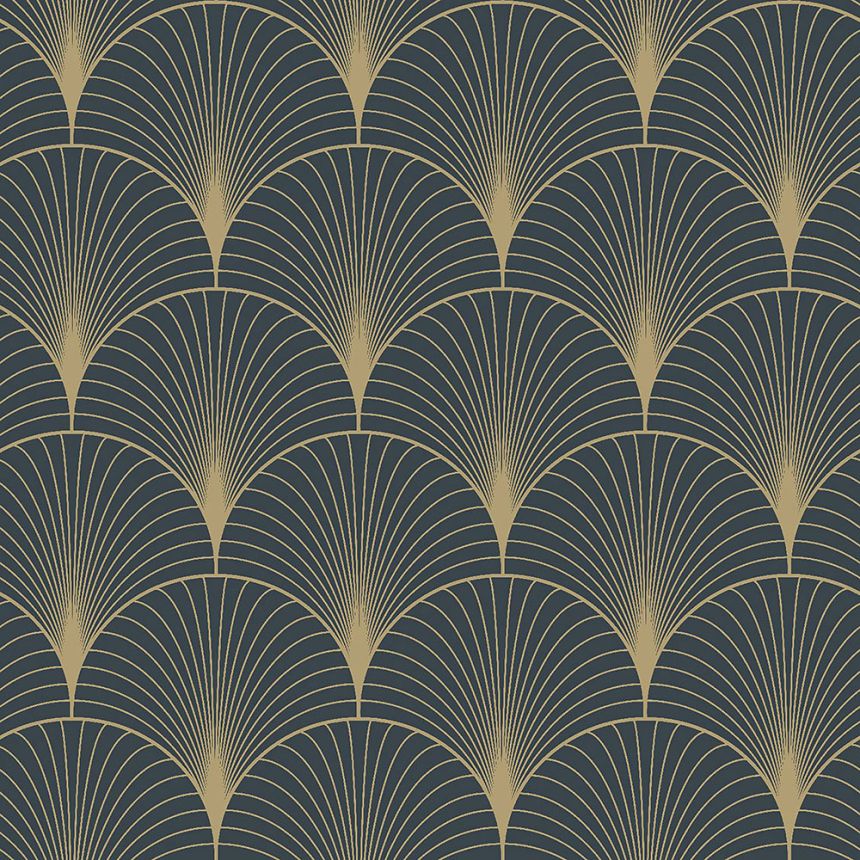 Tmavě modrá geometrická vliesová tapeta 139231, Art Deco, Esta