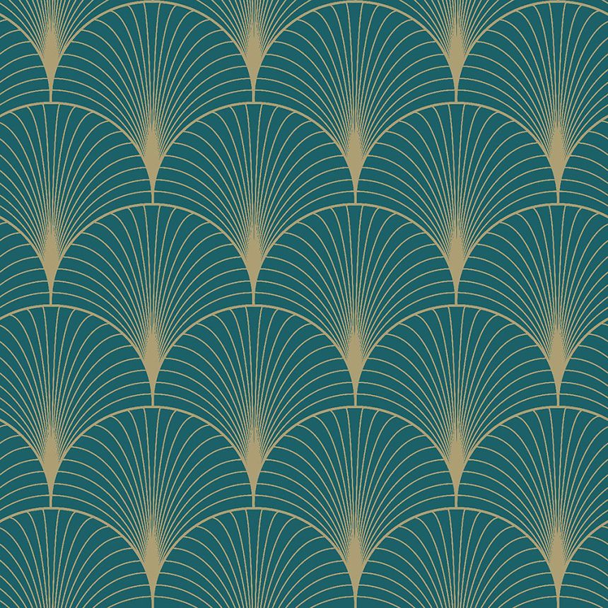 Tmavě tyrkysová geometrická vliesová tapeta 139230, Art Deco, Esta