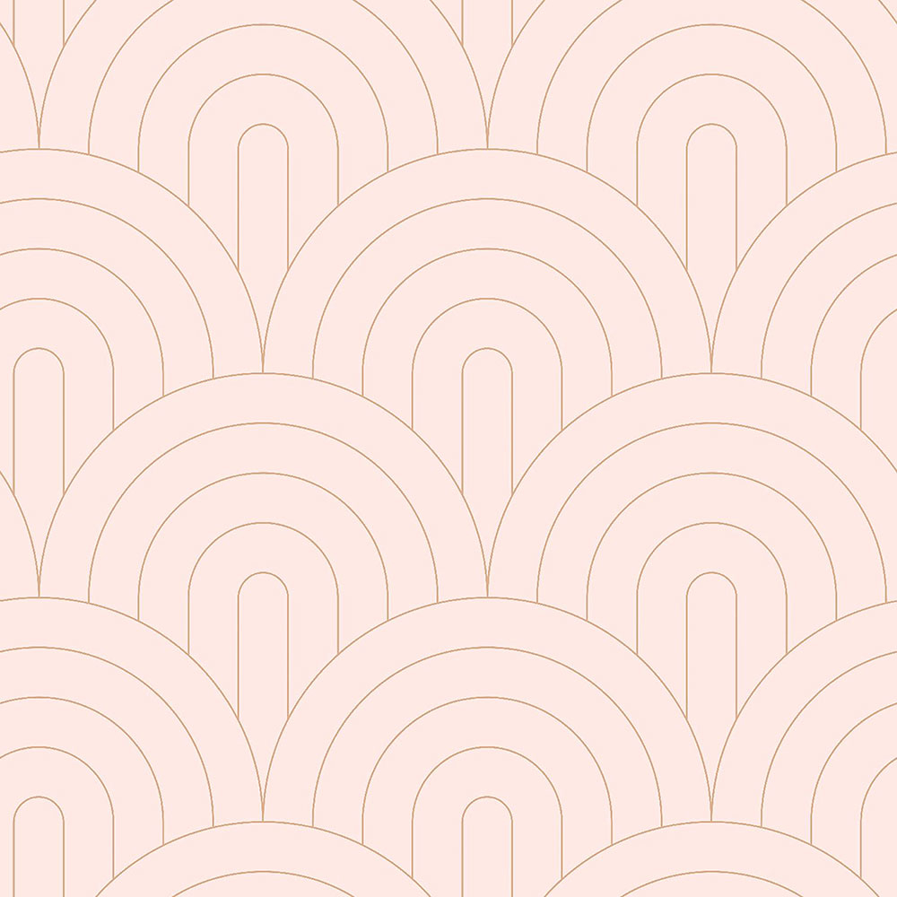 Růžová vliesová tapeta, geometrický obloukový vzor 139217, Art Deco, Esta