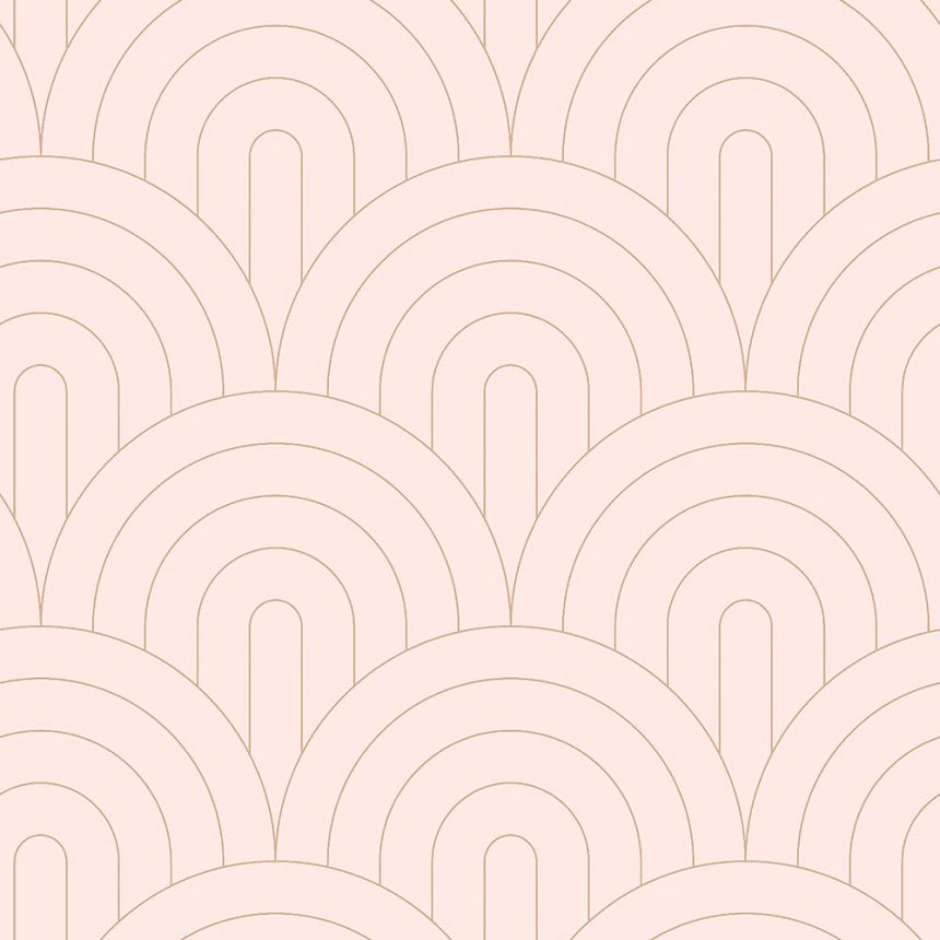 Růžová vliesová tapeta, geometrický obloukový vzor 139217, Art Deco, Esta