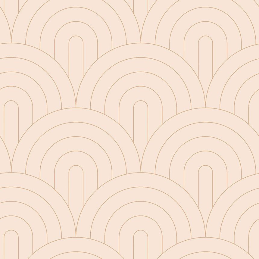 Béžová vliesová tapeta, geometrický obloukový vzor 139216, Art Deco, Esta