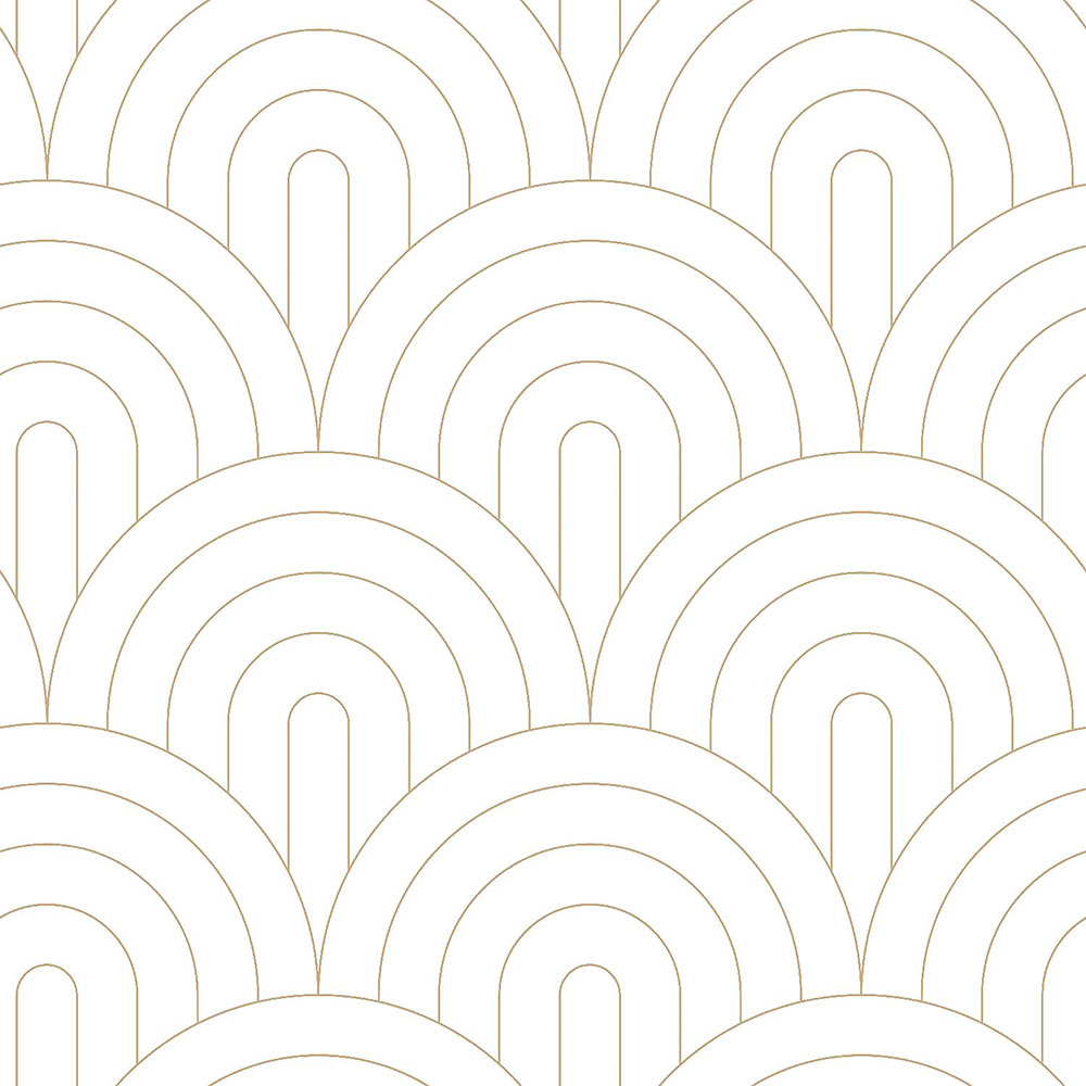 Bílá vliesová tapeta, geometrický zlatý obloukový vzor 139215, Art Deco, Esta