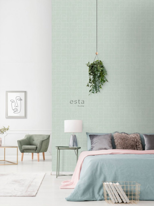 Zelená vliesová tapeta na zeď, geometrický vzor 139209, Art Deco, Est