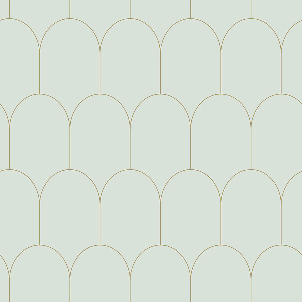 Mentolová vliesová tapeta, geometrický obloukový vzor 139202, Art Deco, Esta