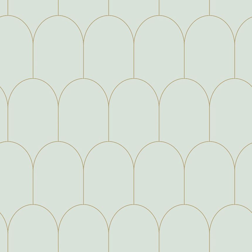 Mentolová vliesová tapeta, geometrický obloukový vzor 139202, Art Deco, Esta