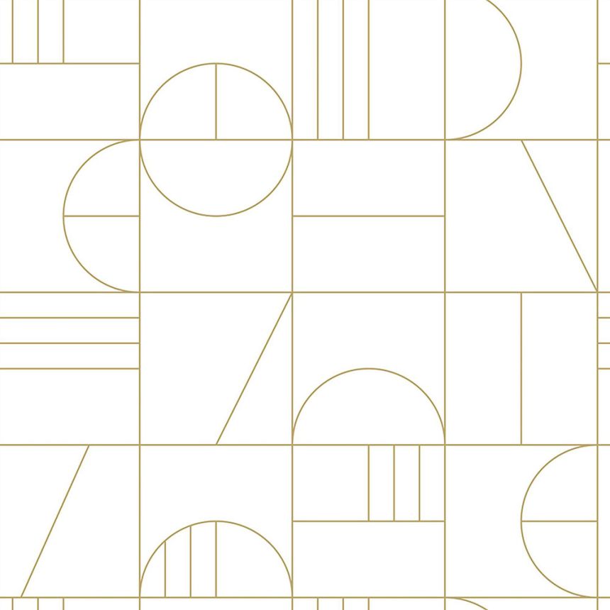 Bílo-zlatá geometrická vliesová tapeta 139141, Art Deco, Esta