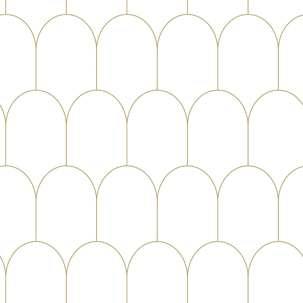 Bílá vliesová tapeta, geometrický obloukový vzor 139139, Art Deco, Esta