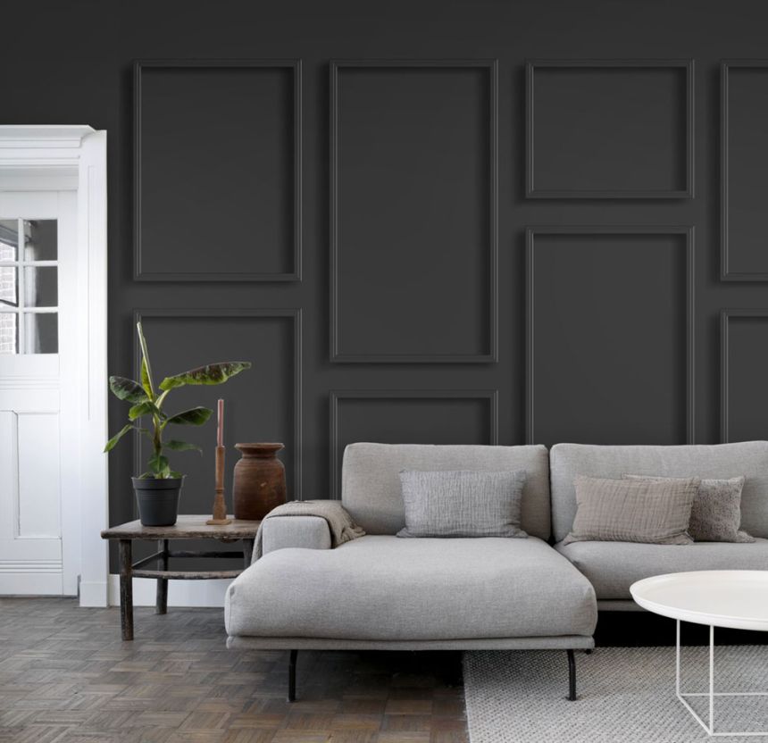 Vliesová fototapeta na zeď 3d černý stěnový obklad 158940, 300x300cm, Black & White, Esta