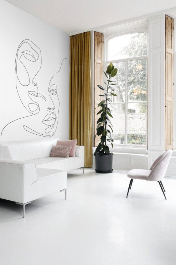 Vliesová obrazová tapeta, obrysy obličejů, tváří 158936, 200x300cm, Black & White, Esta