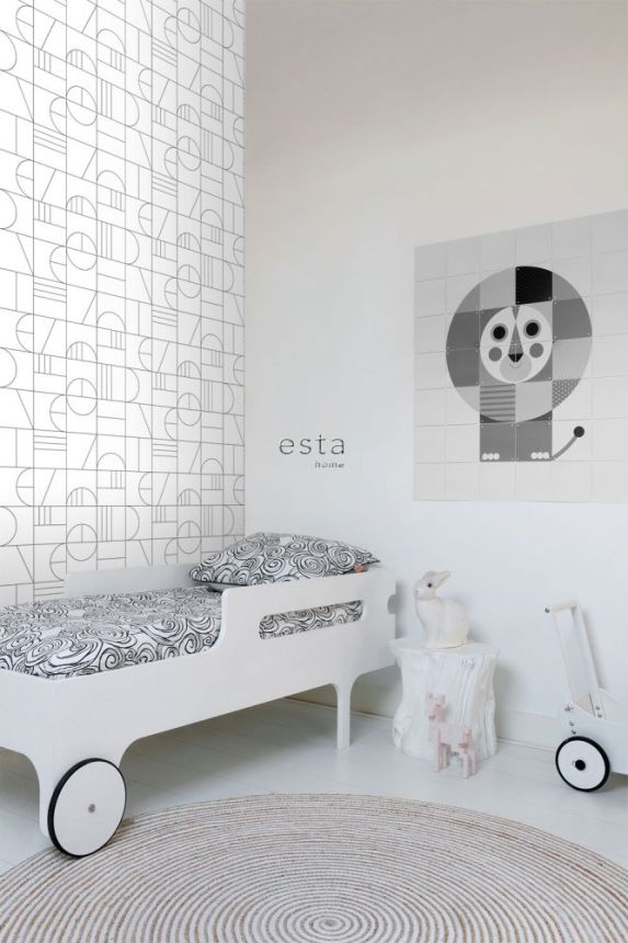 Bílo-černá geometrická vliesová tapeta 139142, Black & White, Esta