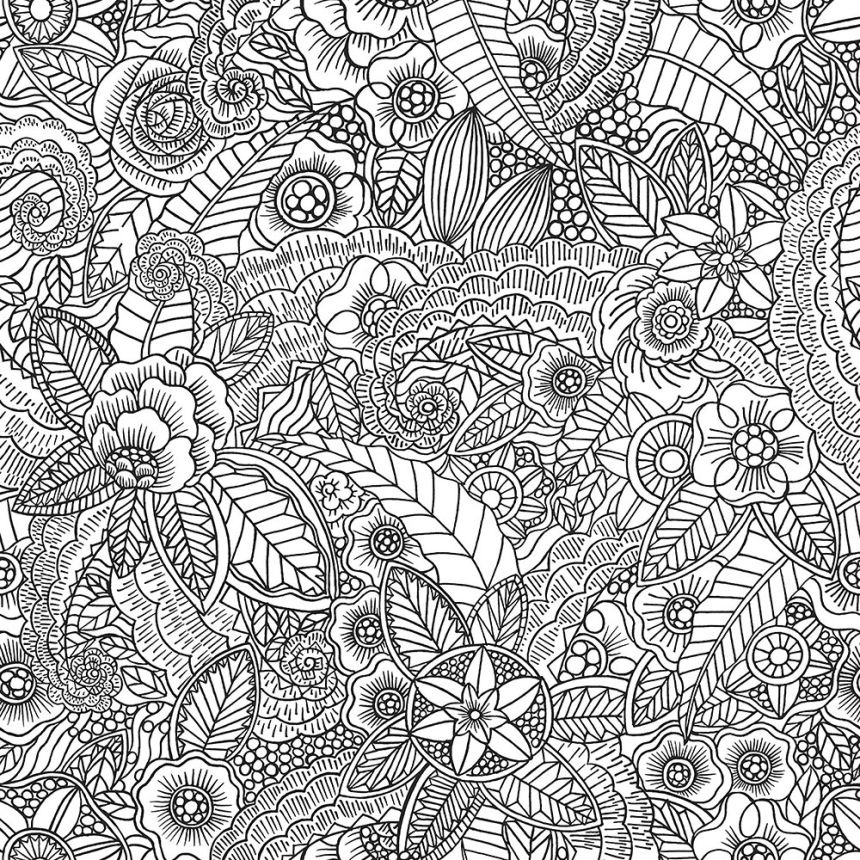 Černobílá vliesová tapeta na zeď květiny 139117, Black & White, Esta