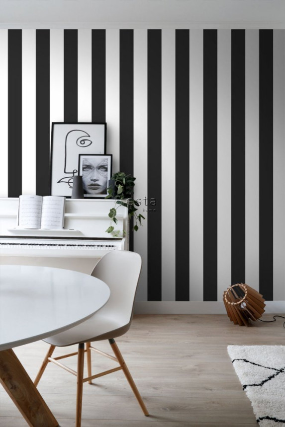 Vliesová tapeta na zeď černé a bílé pruhy 139111, Black & White, Esta