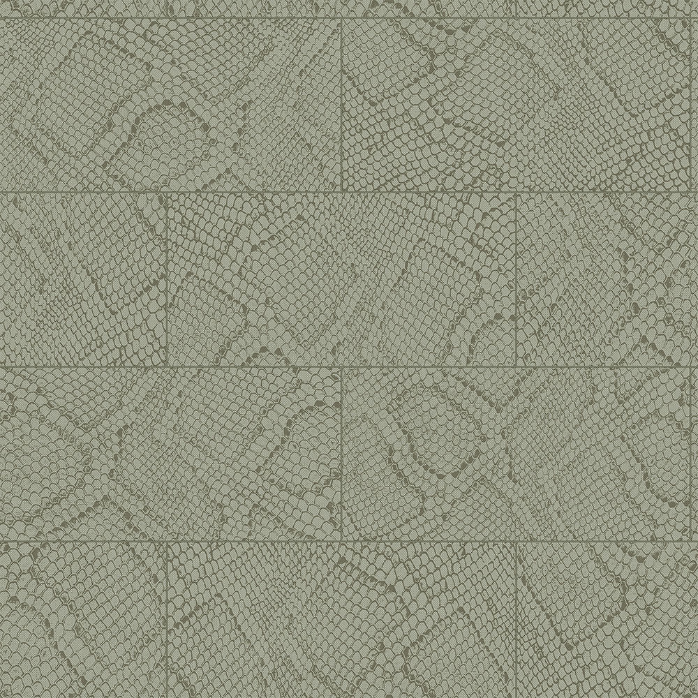 Šedozelená vliesová tapeta, vzor hadí kůže 347786, Luxury Skins, Origin