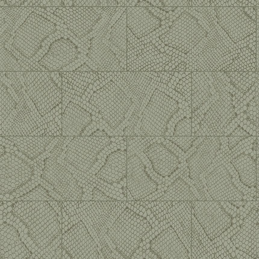 Šedozelená vliesová tapeta, vzor hadí kůže 347786, Luxury Skins, Origin