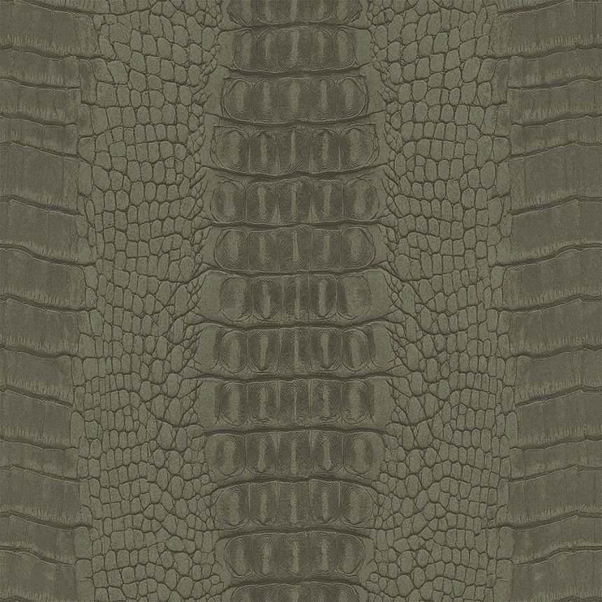 Khaki vliesová tapeta na zeď, imitace krokodýlí kůže 347774, Luxury Skins, Origin