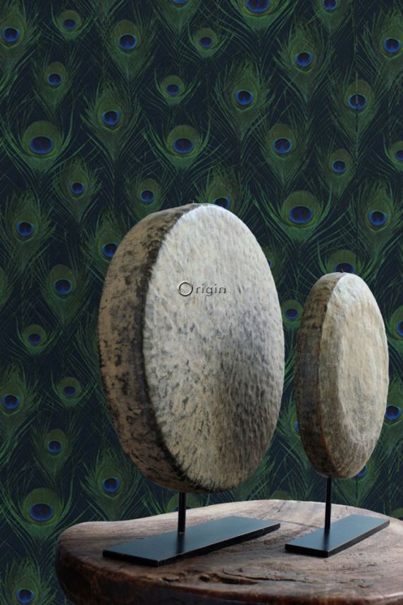Modrá vliesová tapeta s pavími pery 347766, Luxury Skins, Origin