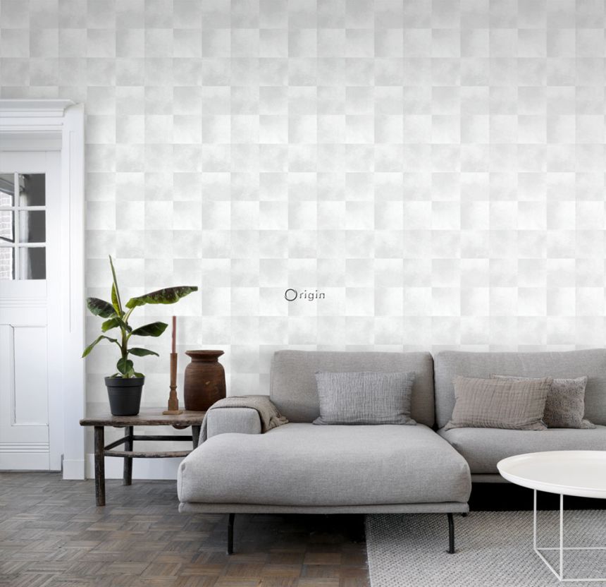 Vliesova tapeta, čtvercový vzor imitace šedobílé kožešiny 347485, Luxury Skins, Origin
