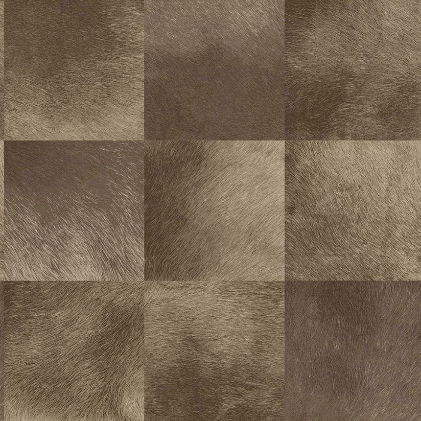 Vliesová tapeta hnědá, čtvercový vzor imitace kožešiny 347325, Luxury Skins, Origin