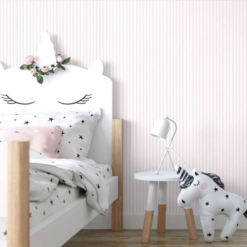 Papírová tapeta na zeď, bílé a tyrkysové pruhy, proužky 462-2, Pippo, ICH Wallcoverings