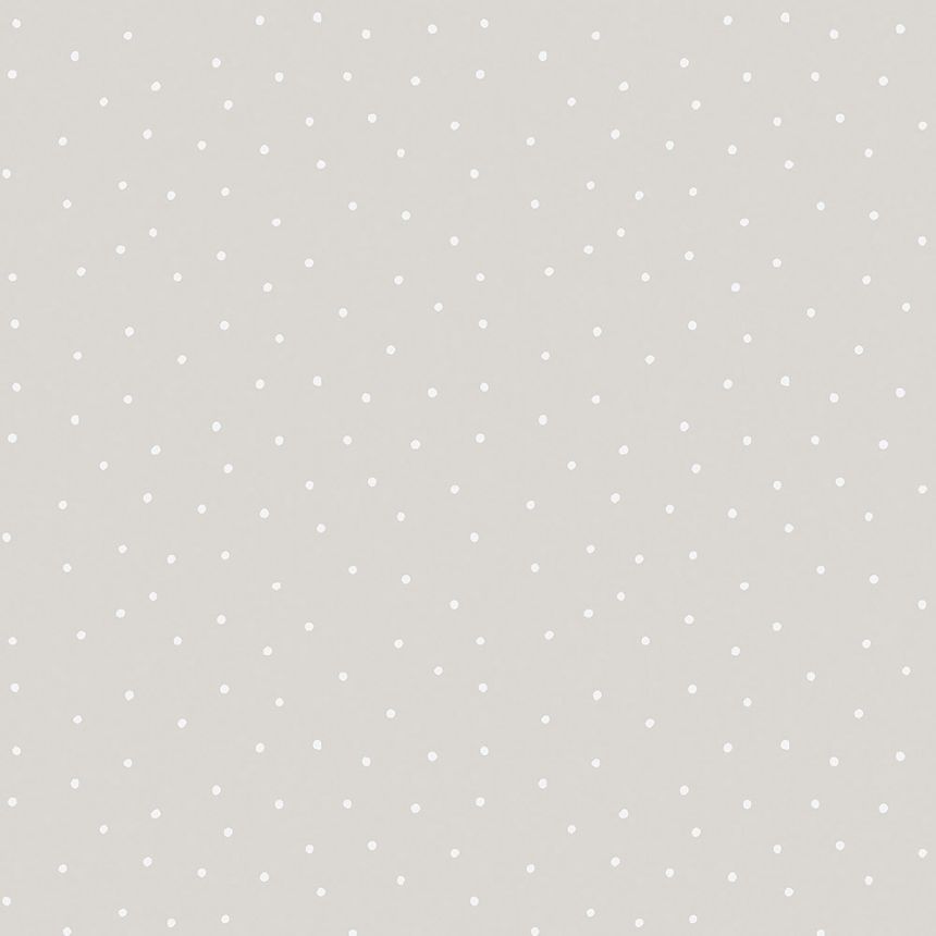 Papírová tapeta na zeď šedá, bílé puntíky 459-3, Pippo, ICH Wallcoverings