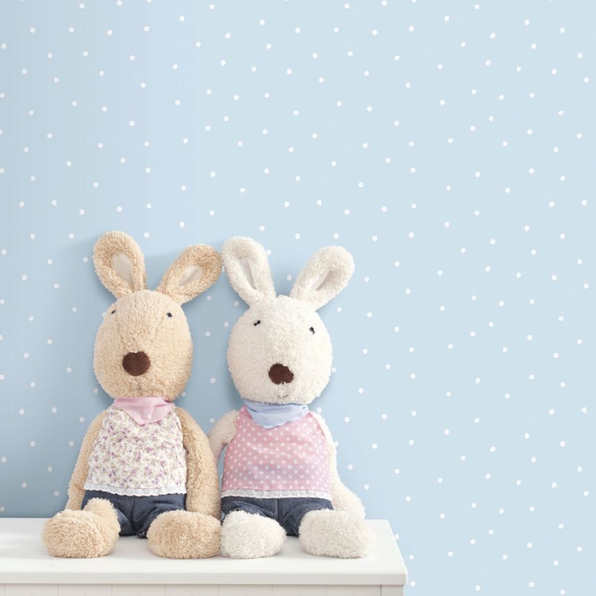 Modrá papírová tapeta s puntíky 459-1, Pippo, ICH Wallcoverings