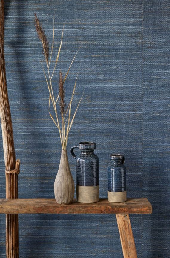 Modrá přírodní tapeta /rohož na zeď 303533, Natural Wallcoverings III, Eijffinger