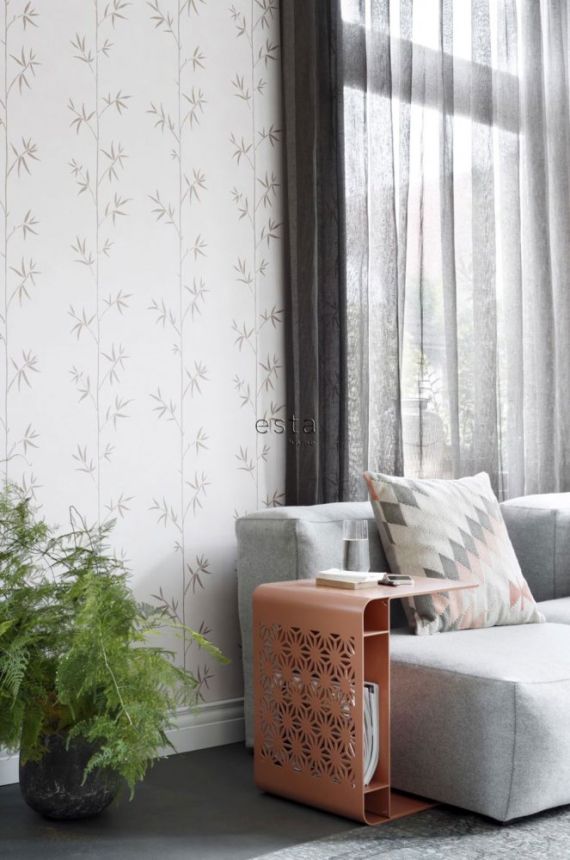 Šedobéžová vliesová tapeta na zeď, bambus 148726, Blush, Esta Home