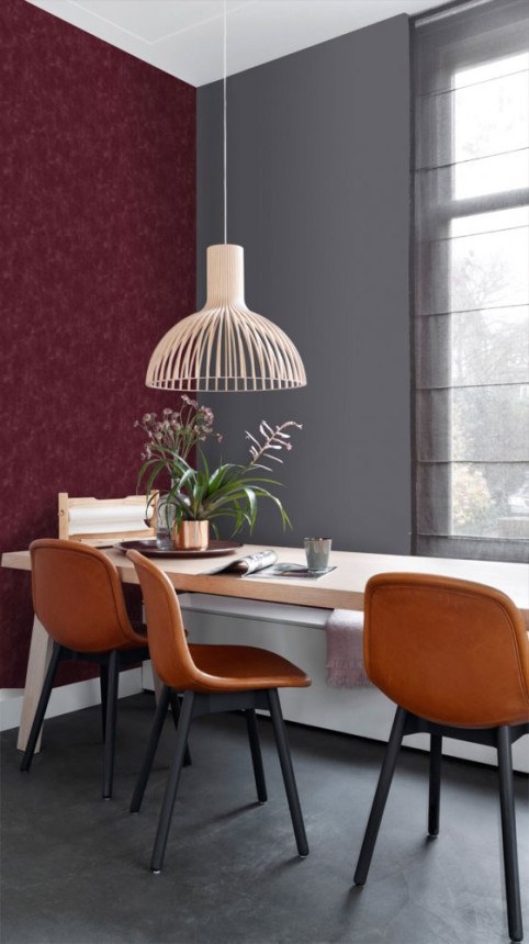 Vínová vliesová tapeta na zeď, imitace stěrky 148724, Blush, Esta Home